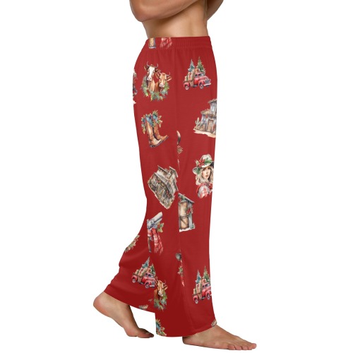 WesternChristmasPrint Red USA Men's Pajama Trousers without Pockets