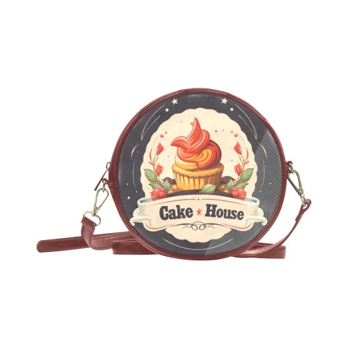 Cake House Brown Round Sling Bag (Model 1647)