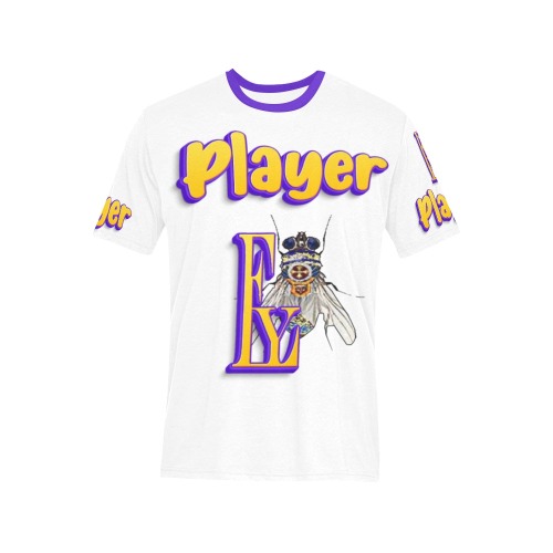 Player Collectible Fly Men's All Over Print T-Shirt (Solid Color Neck) (Model T63)
