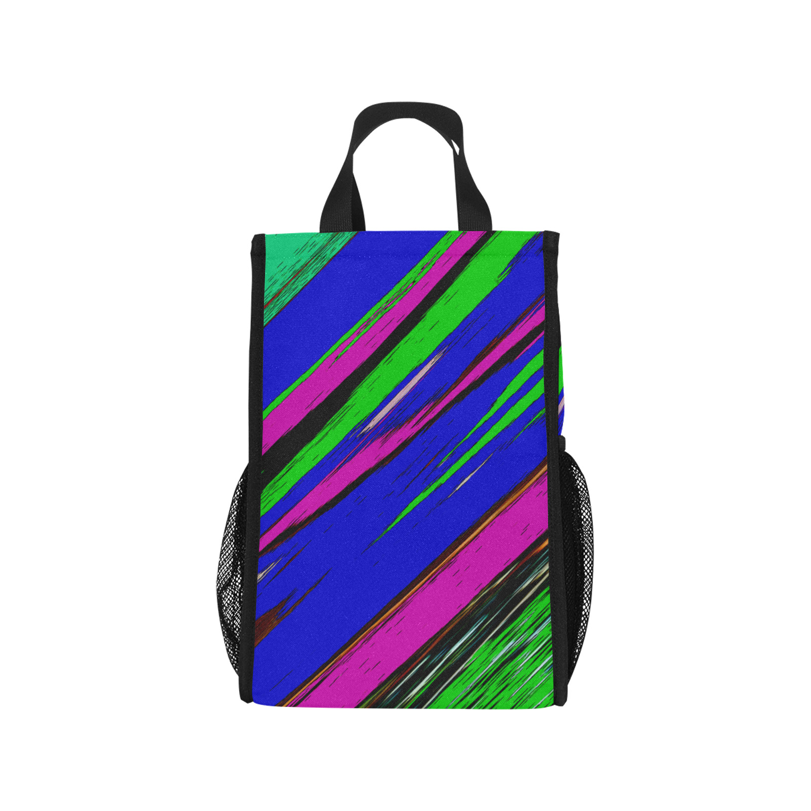 Diagonal Green Blue Purple And Black Abstract Art Foldable Picnic Tote Bag (Model 1718)