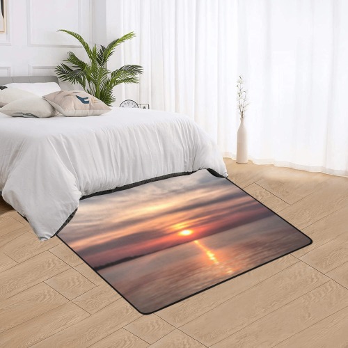 Pink Amber Sunset Collection Area Rug with Black Binding 5'3''x4'
