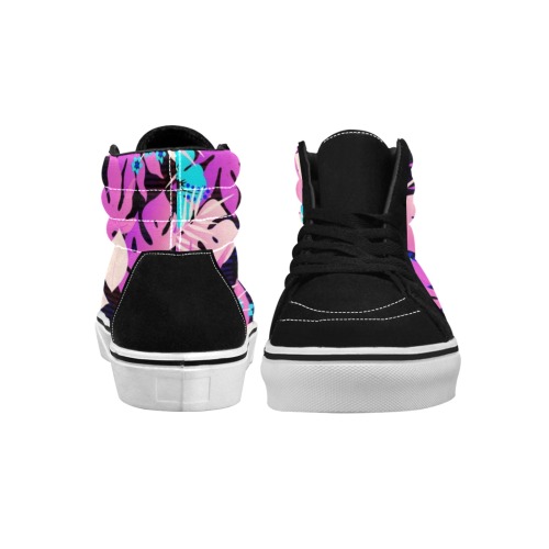 GROOVY FUNK THING FLORAL PURPLE Women's High Top Skateboarding Shoes (Model E001-1)