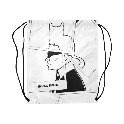 Karl Lagerfeld Pop Art by Nico Bielow Large Drawstring Bag Model 1604 (Twin Sides)  16.5"(W) * 19.3"(H)
