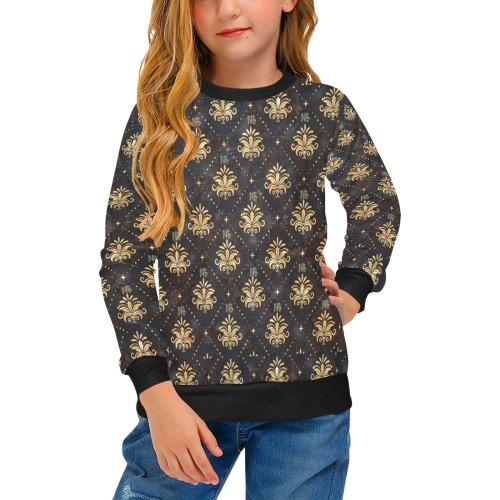 Royal Pattern by Nico Bielow Girls' All Over Print Crew Neck Sweater (Model H49)