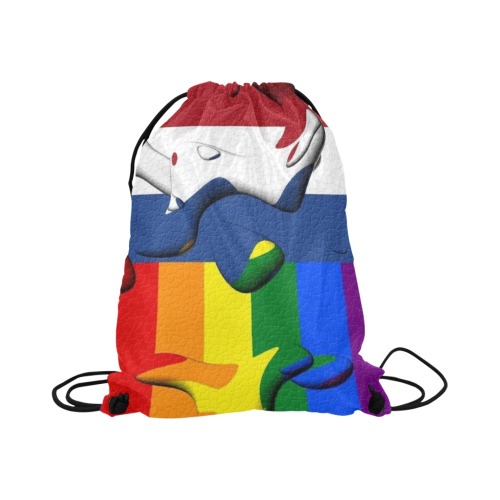 Netherland Pride Flag Pop Art by Nico Bielow Large Drawstring Bag Model 1604 (Twin Sides)  16.5"(W) * 19.3"(H)