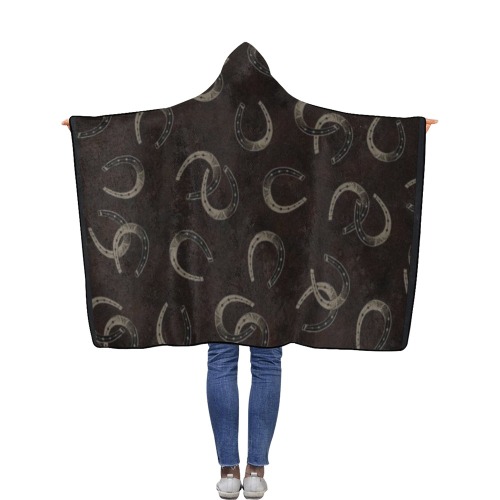 HORSE SHOES Flannel Hooded Blanket 40''x50''