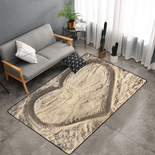 Love in the Sand Collection Area Rug with Black Binding 7'x5'