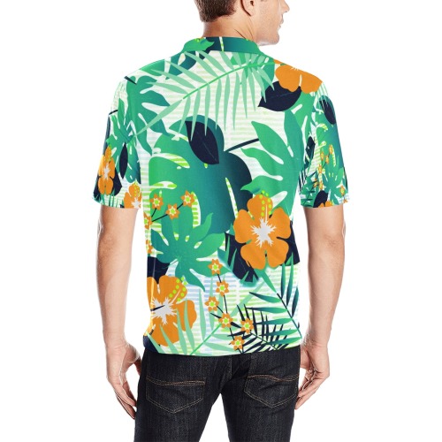 GROOVY FUNK THING FLORAL Men's All Over Print Polo Shirt (Model T55)