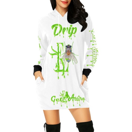 Drip Collectable Fly All Over Print Hoodie Mini Dress (Model H27)