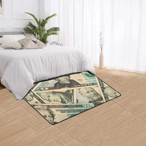 US PAPER CURRENCY Area Rug with Black Binding 5'x3'3''