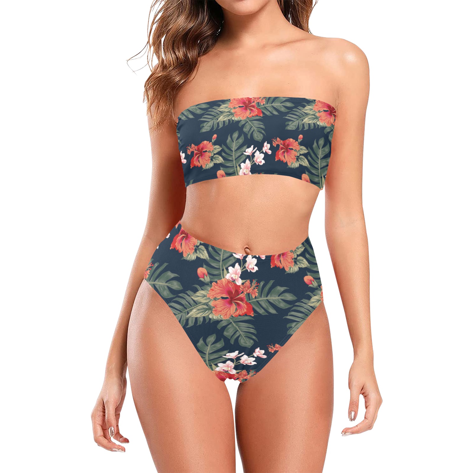 The Tropical Chest Wrap Bikini Swimsuit (Model S36)