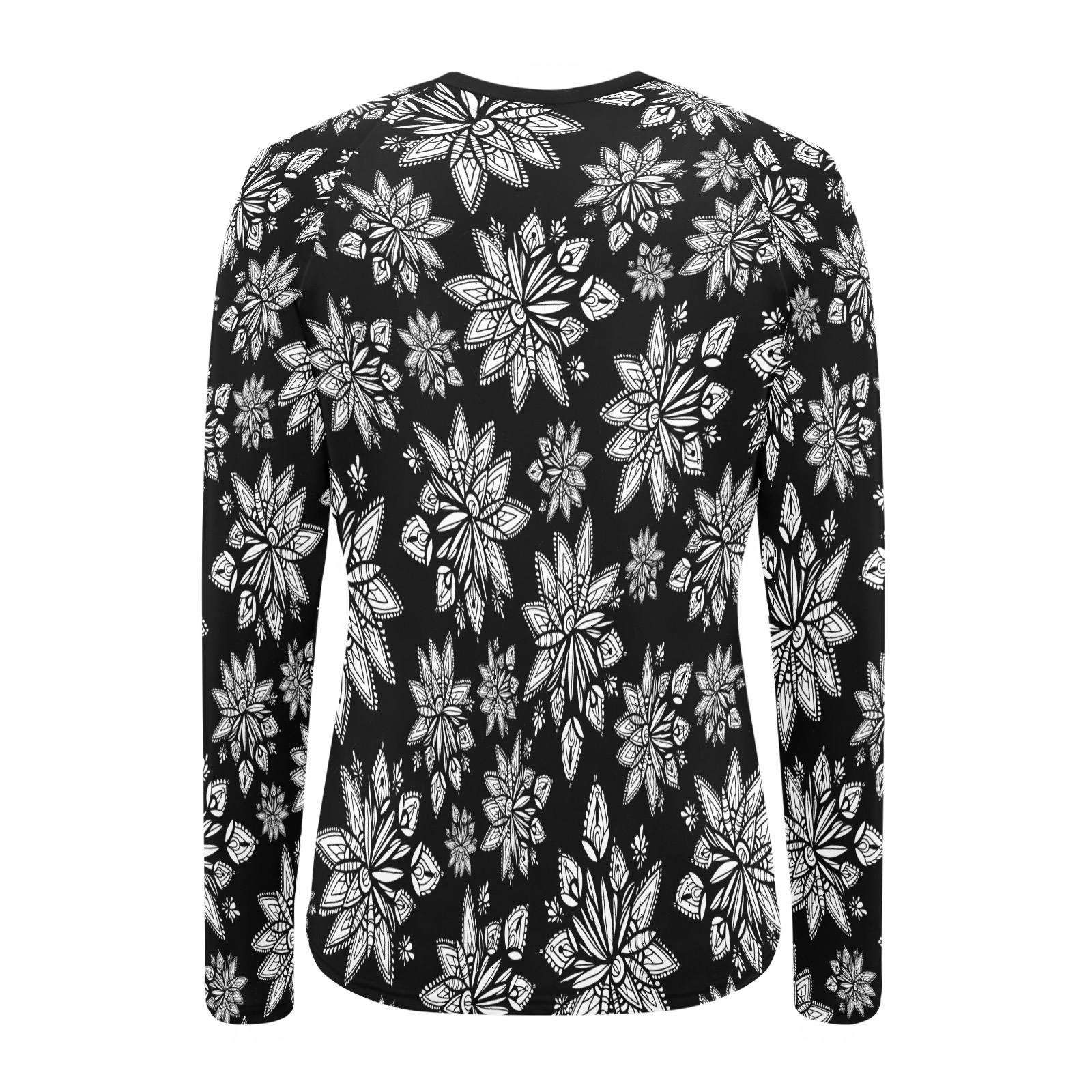 Creekside Floret pattern black Women's Long Sleeve Swim Shirt (Model S39)