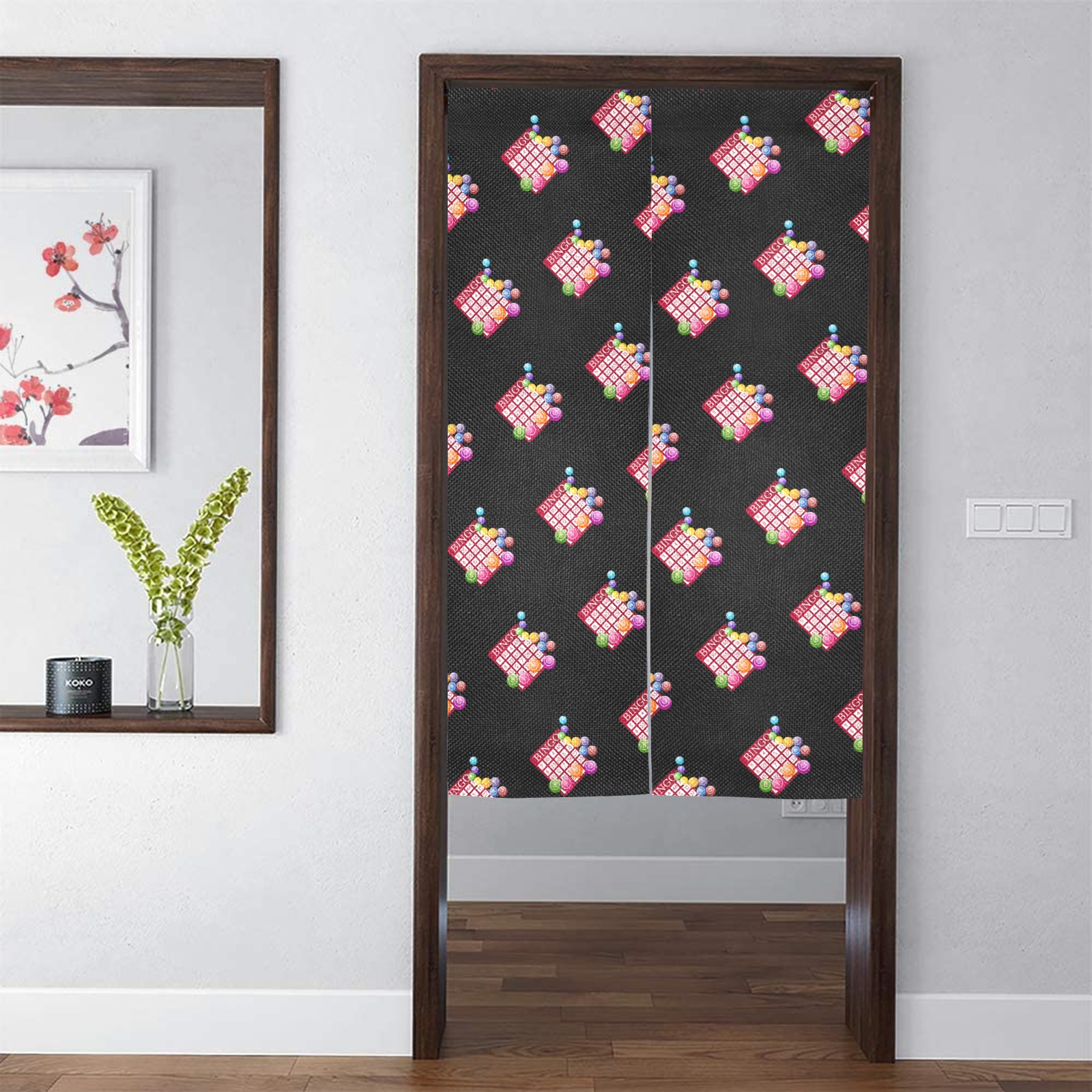 BINGO Game Card Pattern / Black Door Curtain Tapestry