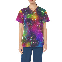 Rainbow Space Galaxy Children's Ward All Over Print Scrub Top