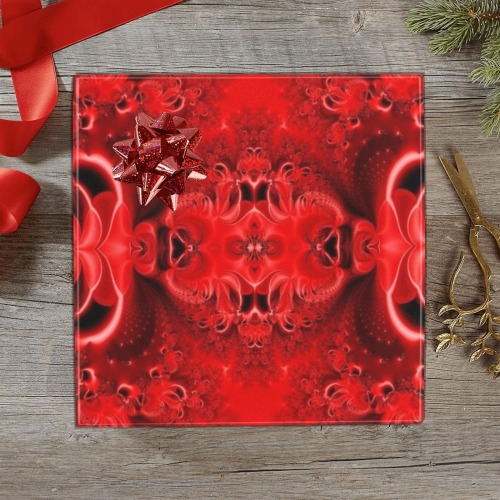Fiery Red Rose Garden Frost Fractal Gift Wrapping Paper 58"x 23" (2 Rolls)