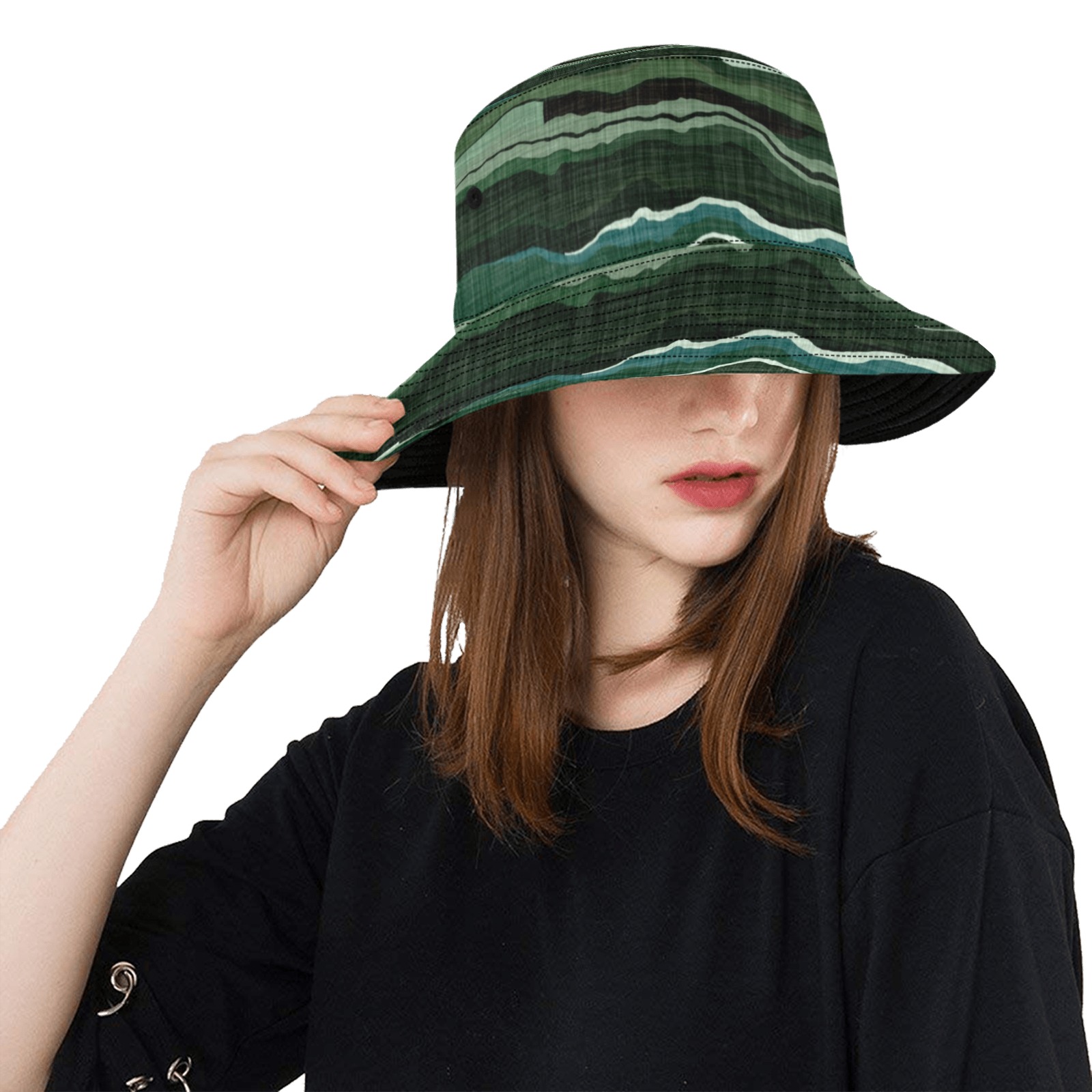 Camo brushstrokes green 3 Unisex Summer Bucket Hat