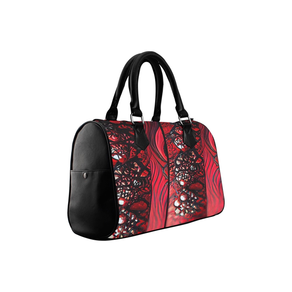 red and black intricate pattern 1 Boston Handbag (Model 1621)