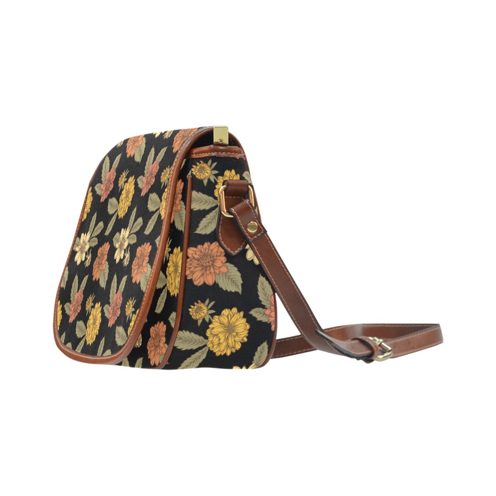 Dahlias Saddle Bag/Small (Model 1649) Full Customization