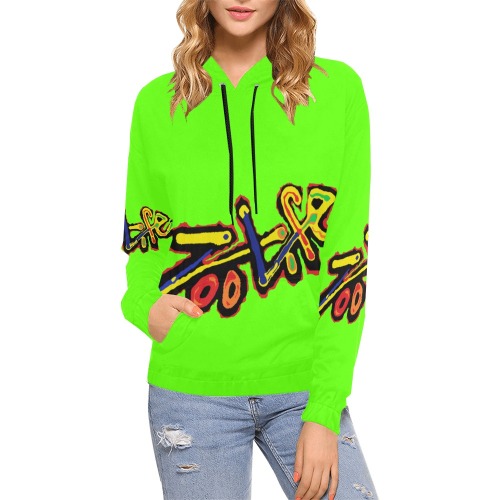 ZL.LOGO.lime All Over Print Hoodie for Women (USA Size) (Model H13)