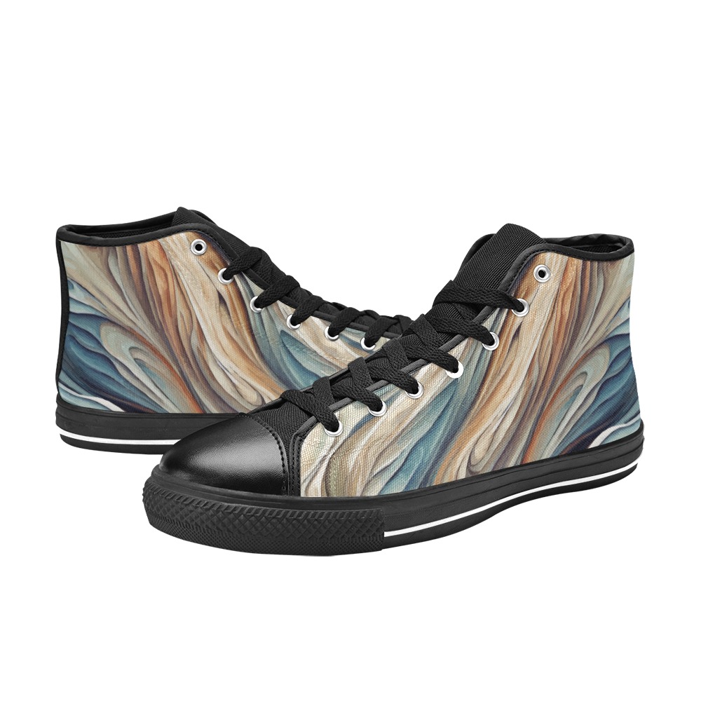 Fantastic curvy lines of pastel colors abstract Women's Classic High Top Canvas Shoes (Model 017)