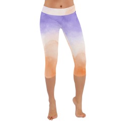 Summer brushstrokes DS6 Women's Low Rise Capri Leggings (Invisible Stitch) (Model L08)