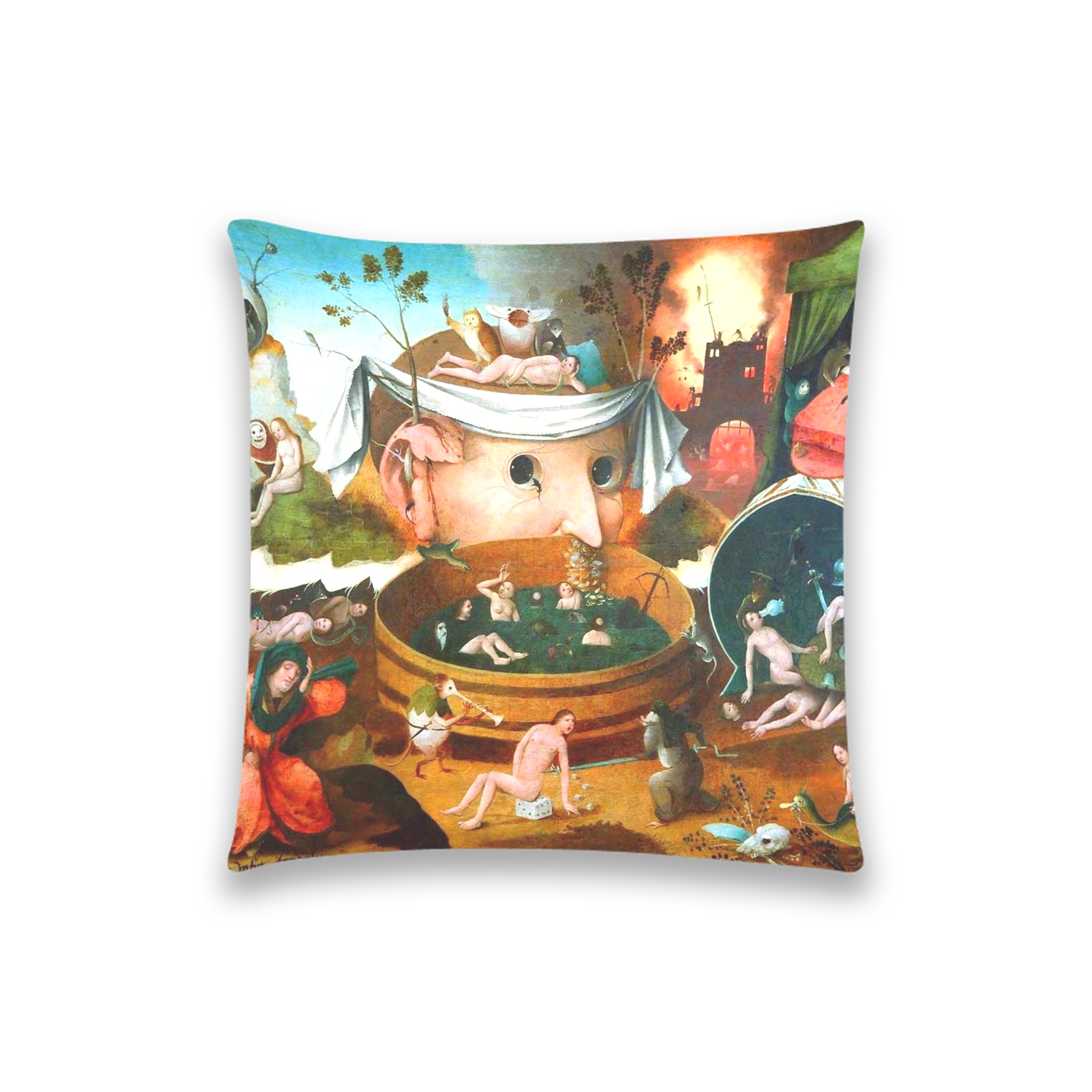 Hieronymus Bosch-The Vision of Tondal Custom  Pillow Case 18"x18" (one side) No Zipper