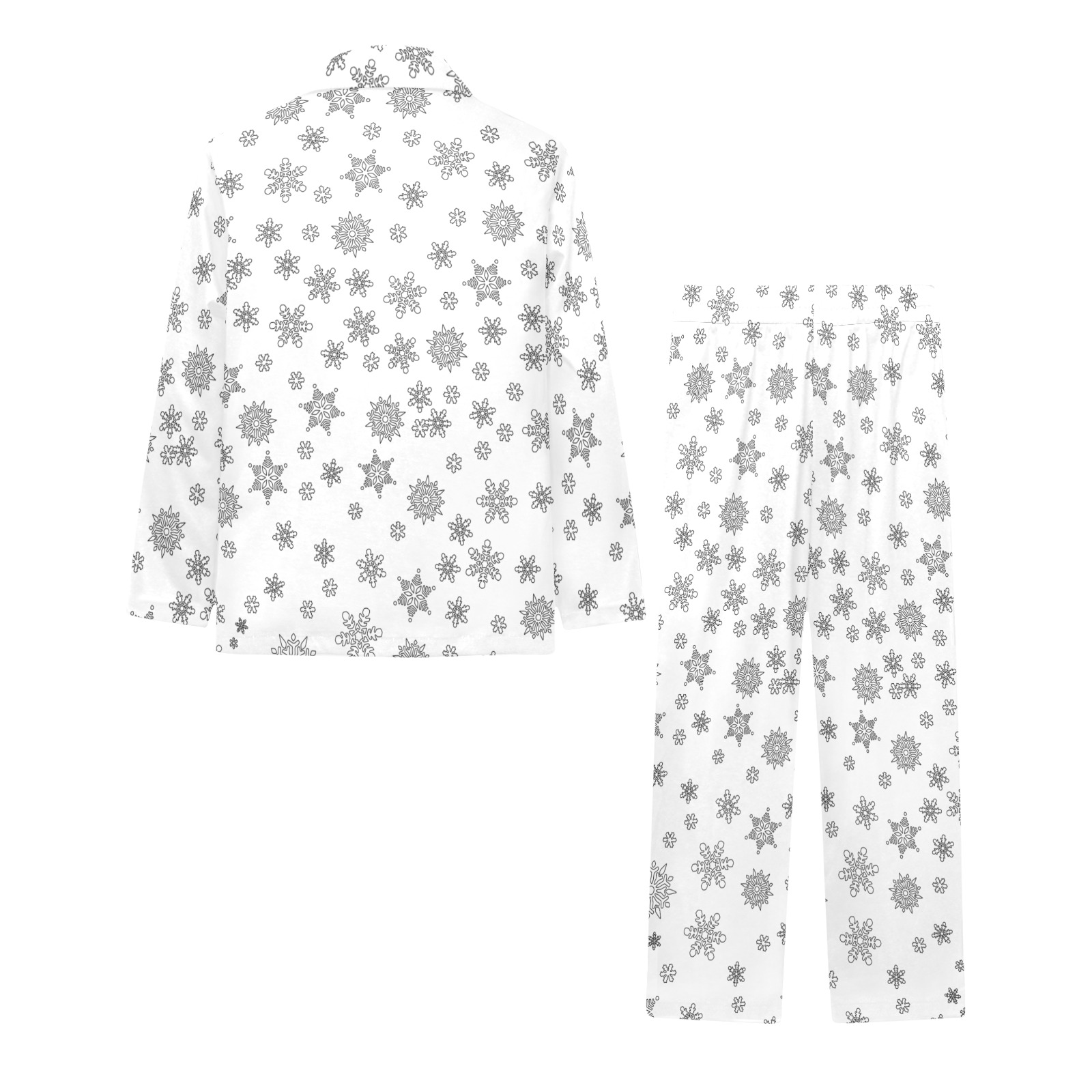 Snowflakes for Christmas Big Girls' V-Neck Long Pajama Set