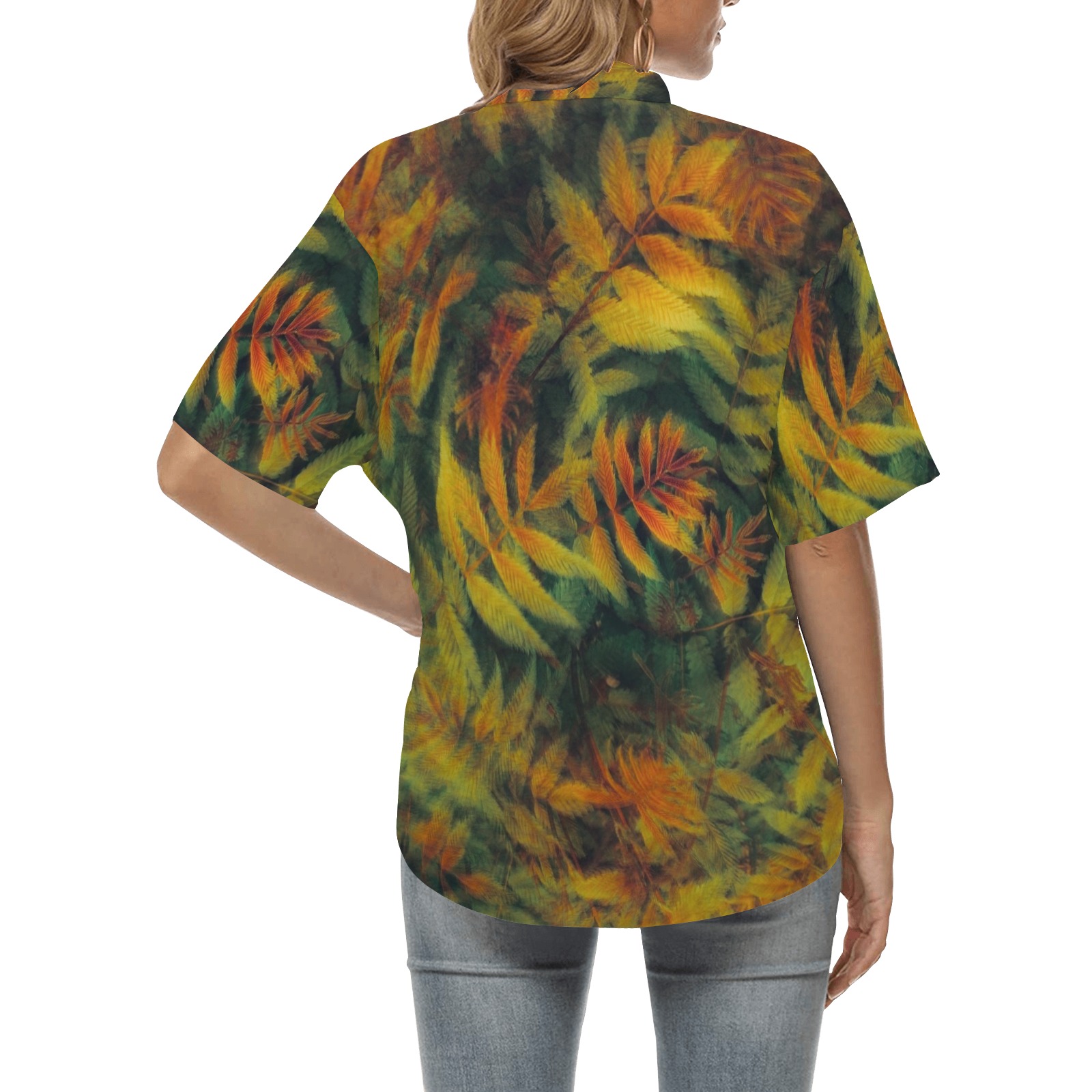 Fall ferns All Over Print Hawaiian Shirt for Women (Model T58)