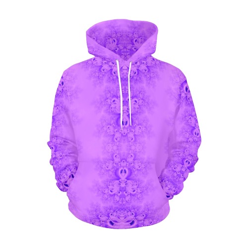 Purple Lilacs Frost Fractal All Over Print Hoodie for Women (USA Size) (Model H13)