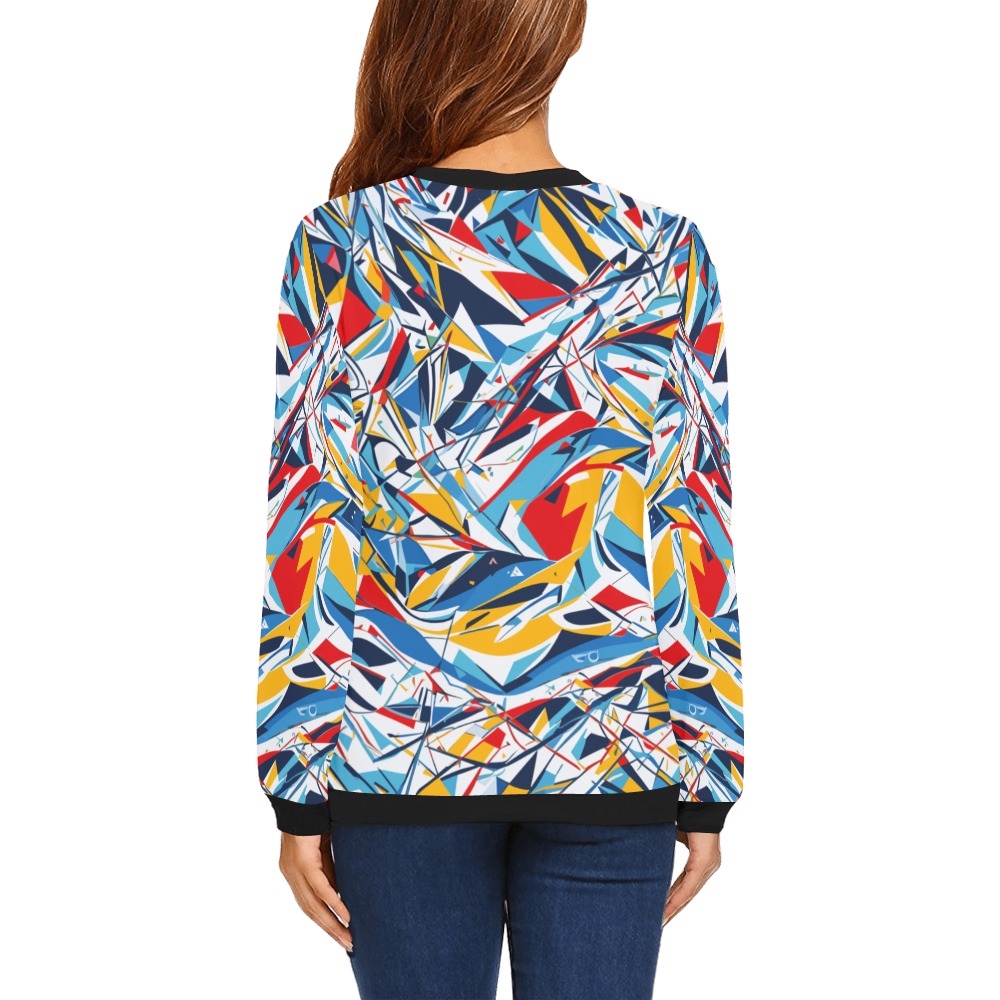Winter skiing. Abstract art of mountains and runs. All Over Print Crewneck Sweatshirt for Women (Model H18)
