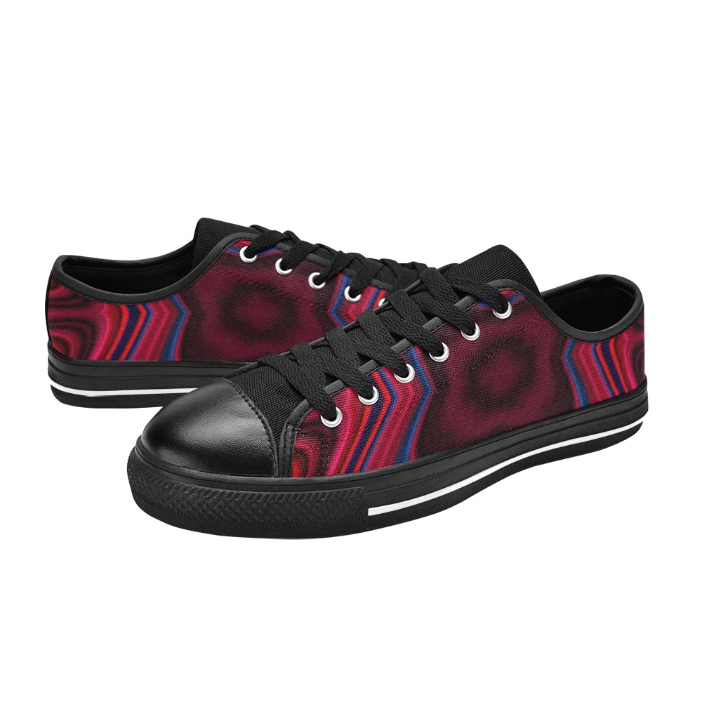 Sunset Waves Fractal Abstract Warp 1 Women's Classic Canvas Shoes (Model 018)