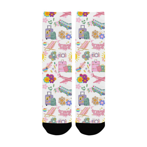 Hippie Summer Holiday Travel Vacation Artwork Design Custom Socks for Women