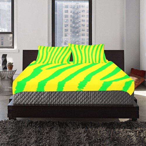 Zebra Print (Yellow & Green) 3-Piece Bedding Set