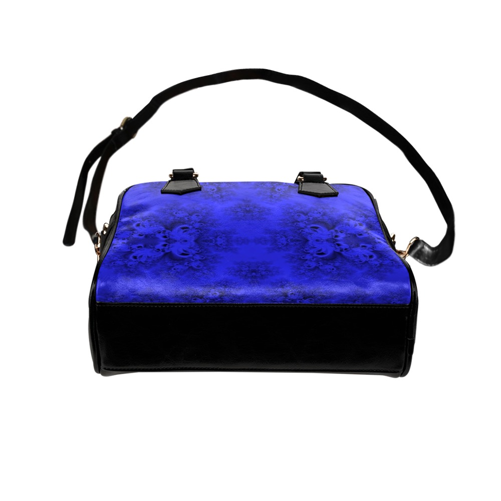Midnight Blue Gardens Frost Fractal Shoulder Handbag (Model 1634)