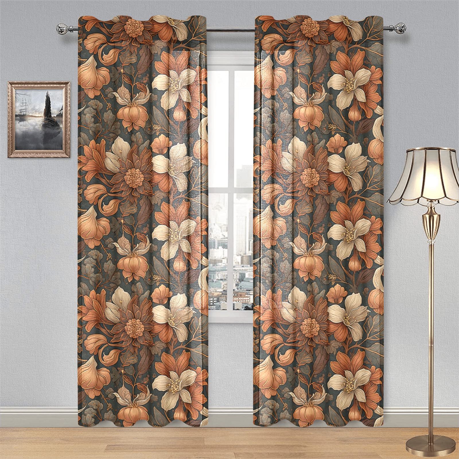 Fabulous Florals 25 Gauze Curtain 28"x84" (Two-Piece)