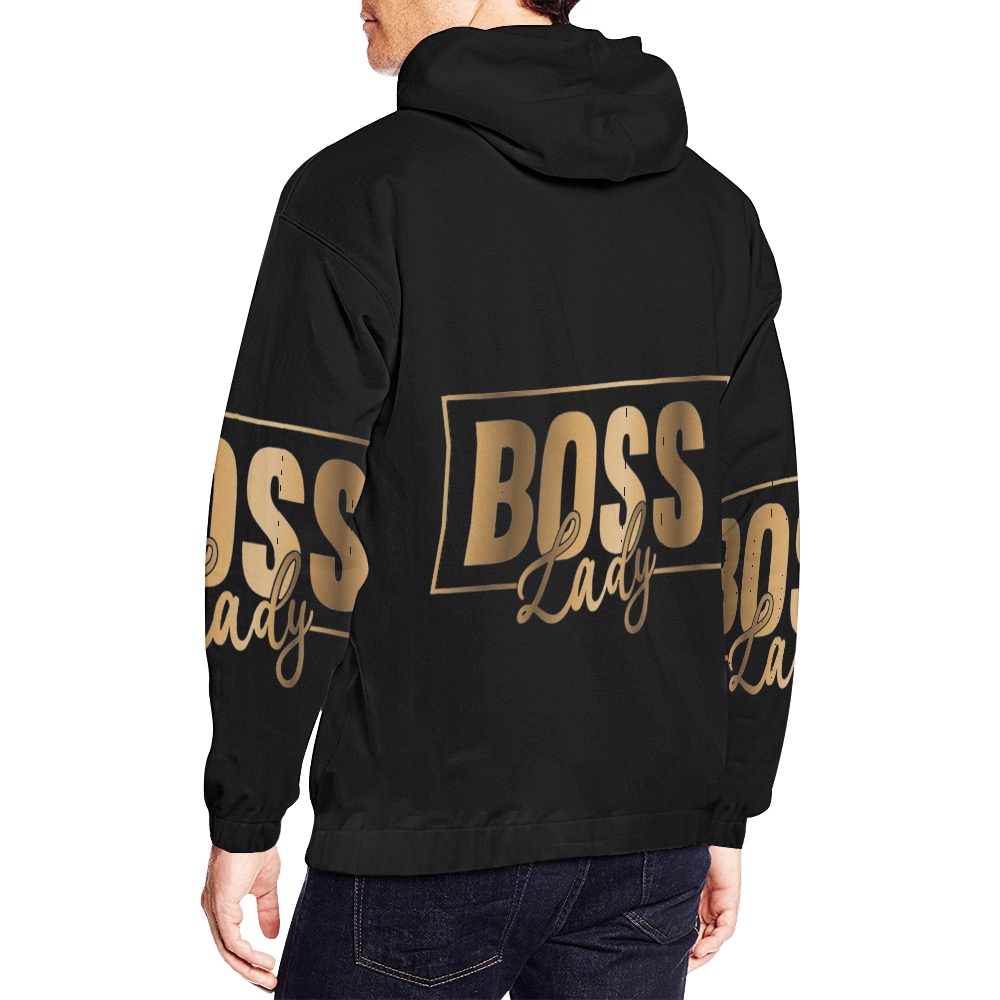 Boss Lady-Black All Over Print Hoodie for Men (USA Size) (Model H13)