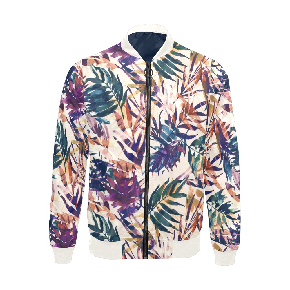 Abstract palms leaf colorful paint-6 All Over Print Bomber Jacket for Men (Model H19)