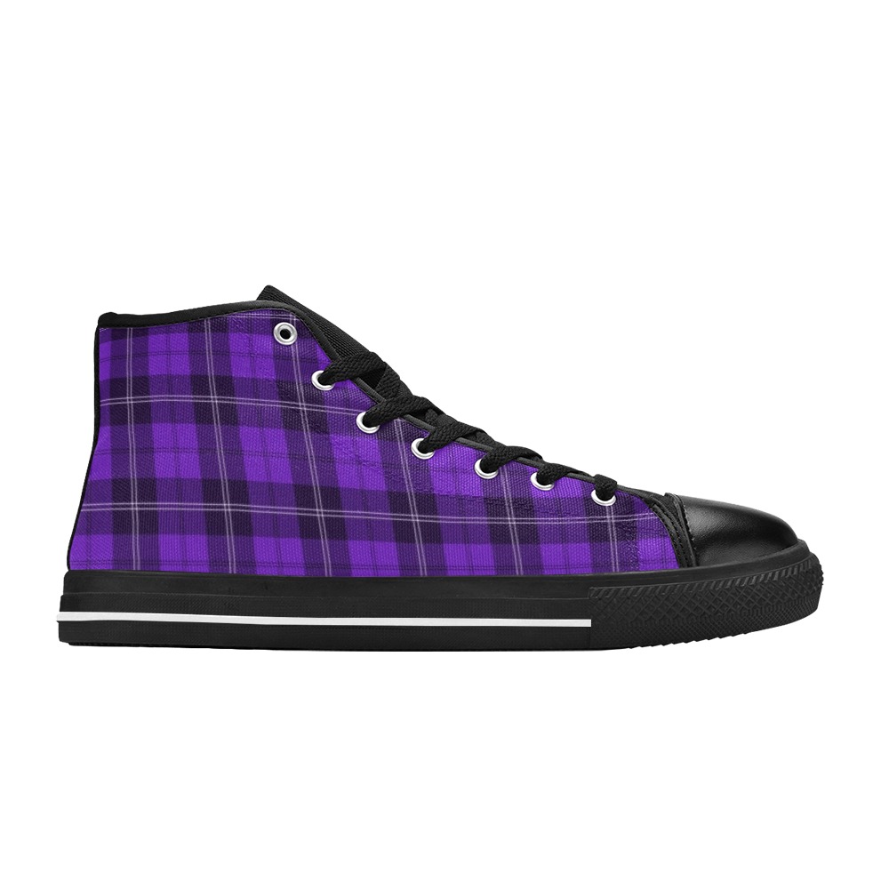Purple Plaid Women's Classic High Top Canvas Shoes (Model 017)