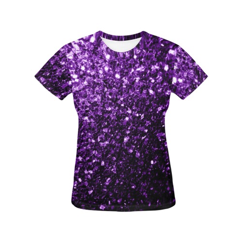 Dark purple glitters faux sparkles glamorous bling fashion for her All Over Print T-Shirt for Women (USA Size) (Model T40)