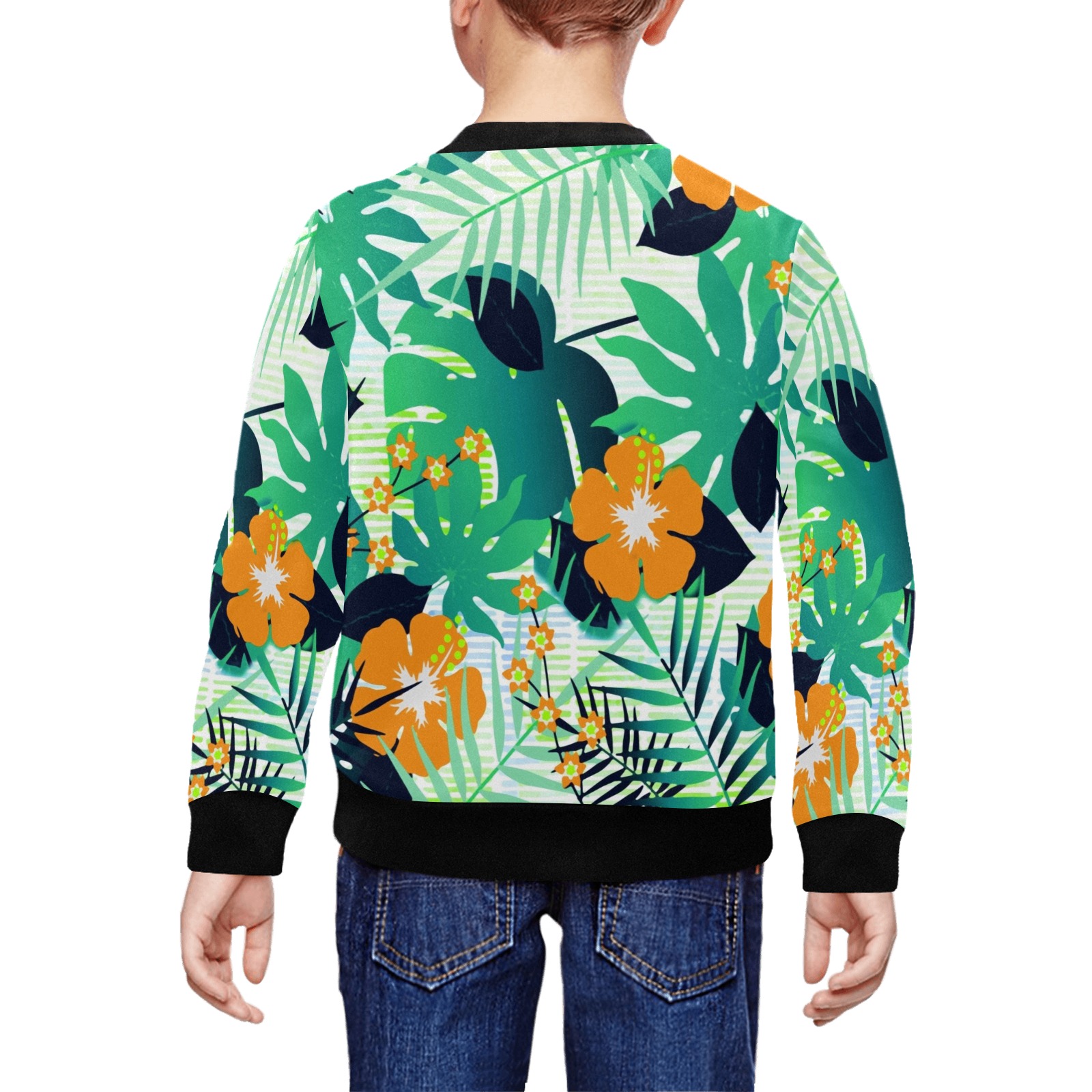 GROOVY FUNK THING FLORAL All Over Print Crewneck Sweatshirt for Kids (Model H29)