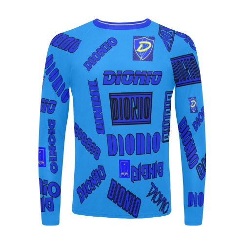 DIONIO Clothing - Blue ND Long Sleeve Swim Shirt (Sky Blue & Blue) Men's Long Sleeve Swim Shirt (Model S39)