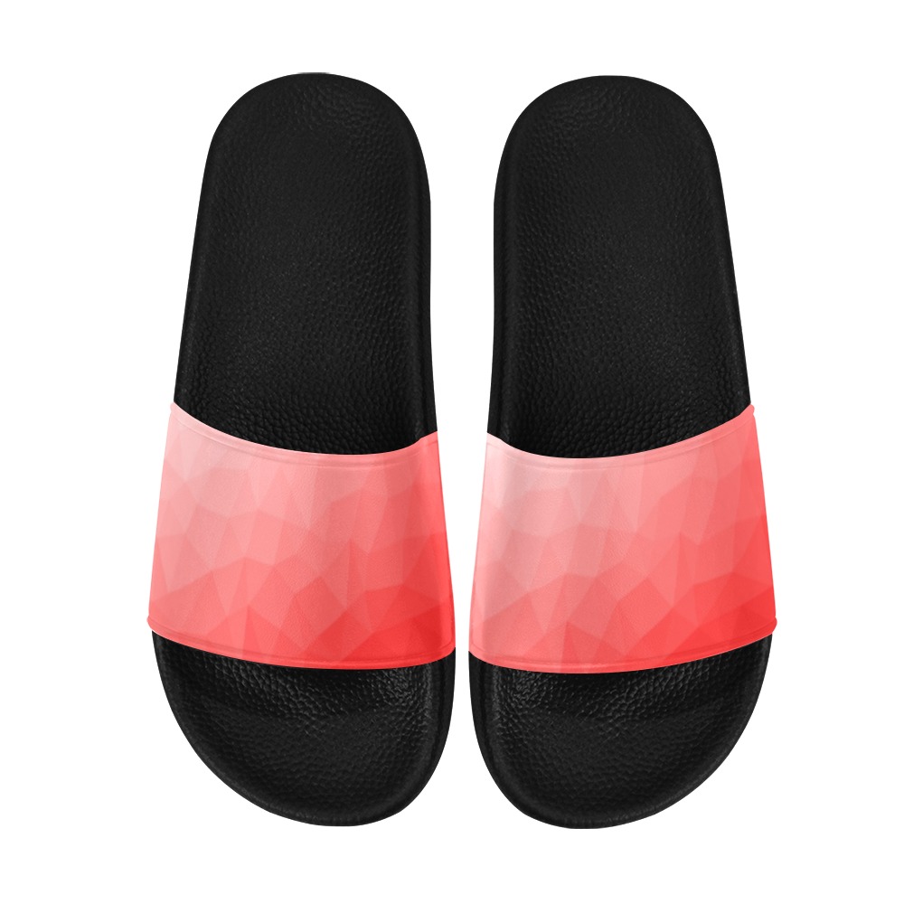 Red gradient geometric mesh pattern Women's Slide Sandals (Model 057)