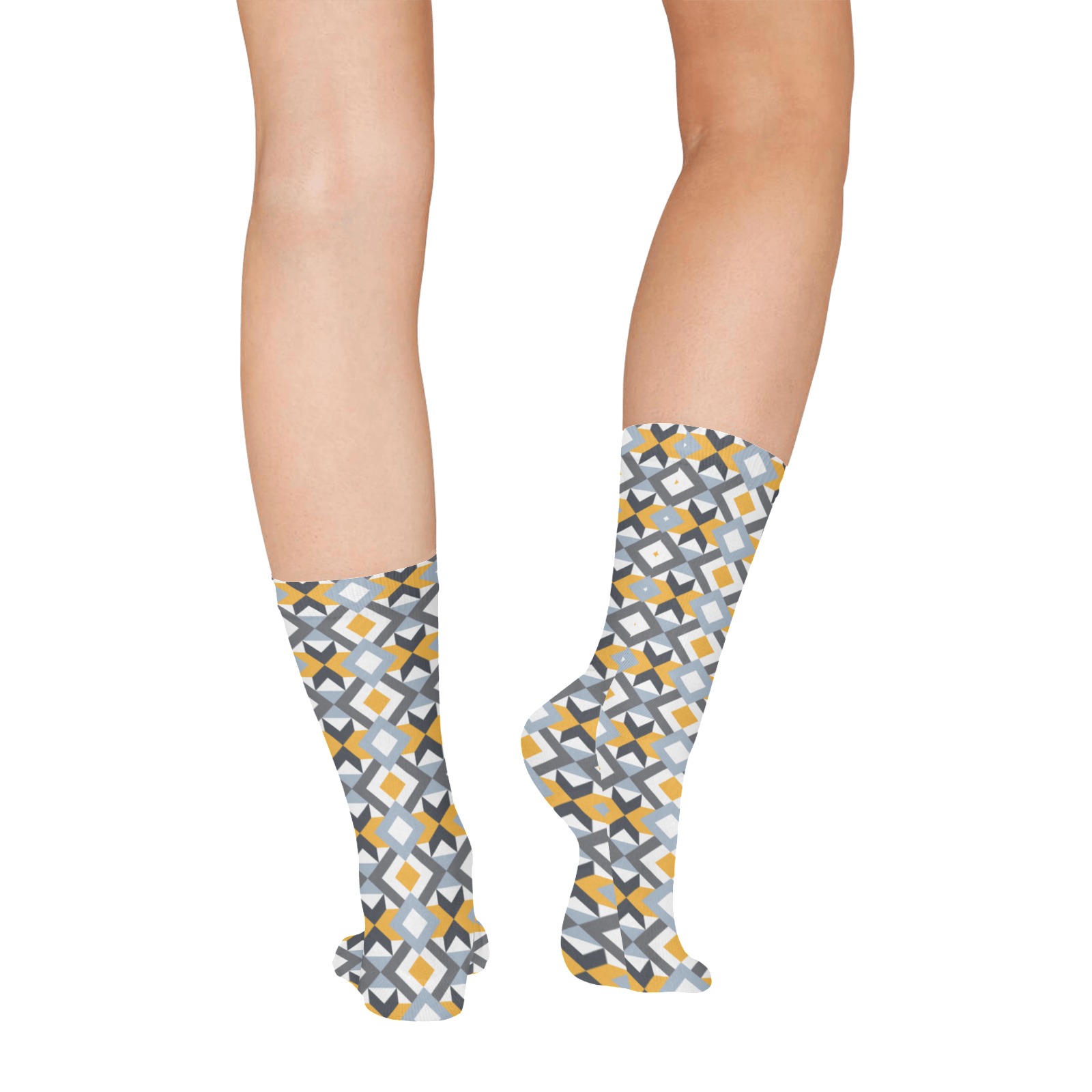 Retro Angles Abstract Geometric Pattern All Over Print Socks for Women