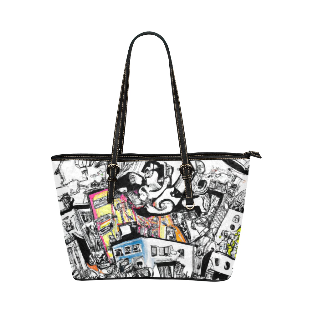Graphics art Leather Tote Bag/Large (Model 1651)