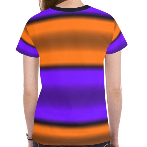 Orange & Purple Horizontal Stripes New All Over Print T-shirt for Women (Model T45)