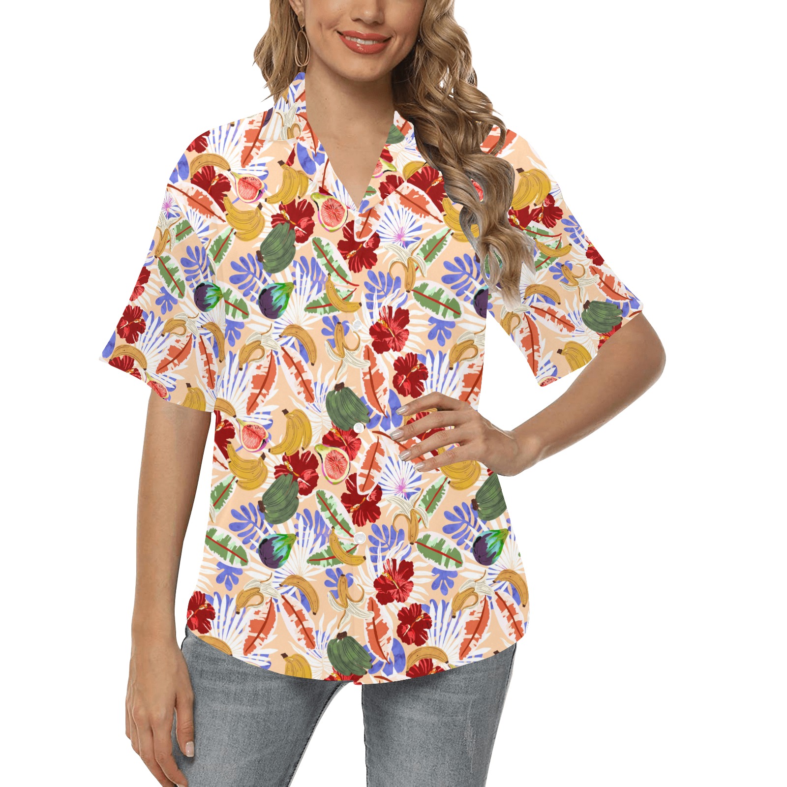 Enjoy the colorful summer All Over Print Hawaiian Shirt for Women (Model T58)