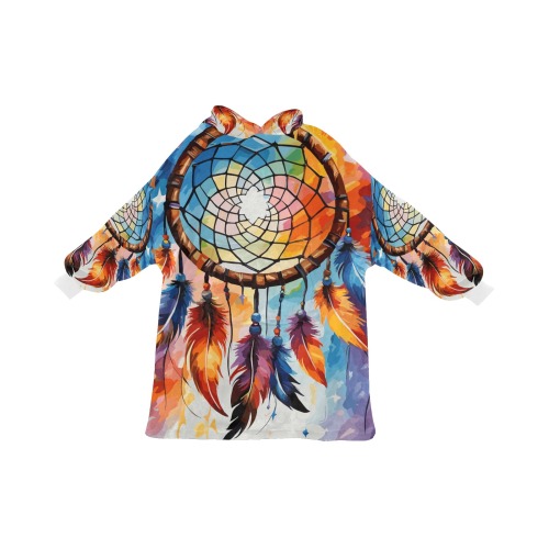 Magical dreamcatcher, colorful feathers cool art. Blanket Hoodie for Kids
