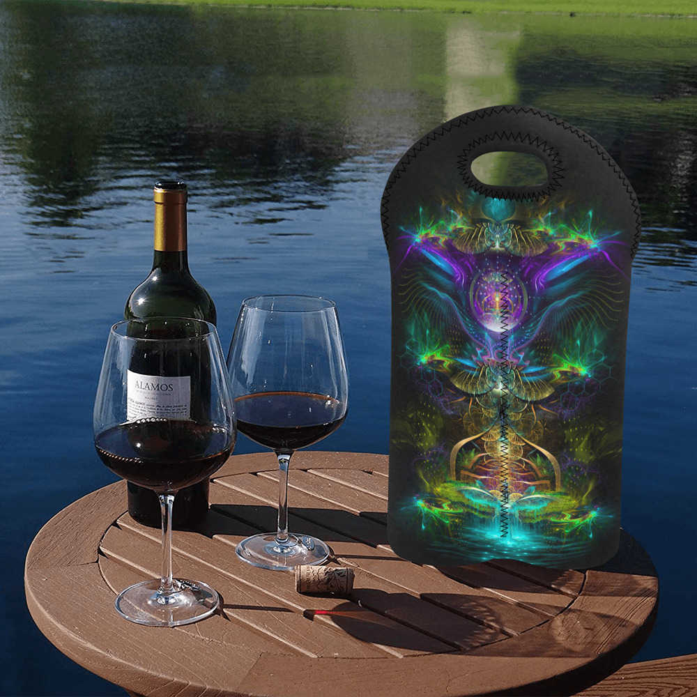 Fractal Neon art piece 2-Bottle Neoprene Wine Bag