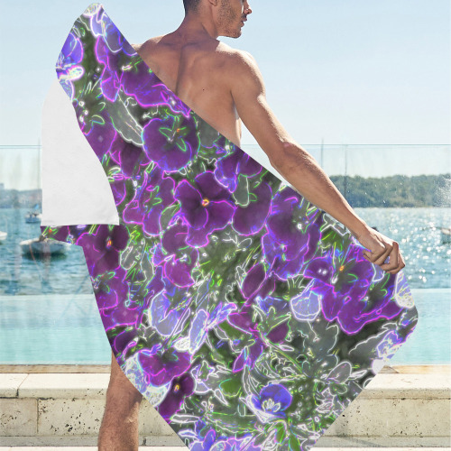 Field Of Purple Flowers 8420 Beach Towel 30"x 60"