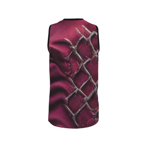 diamond pattern on burgundy All Over Print Basketball Jersey